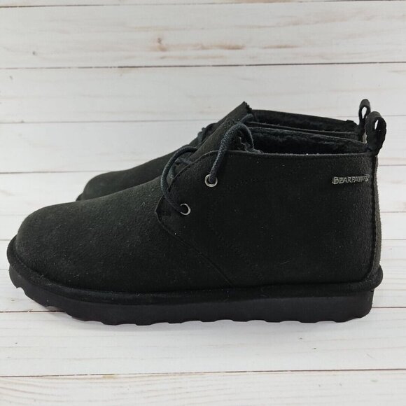 Bearpaw Skye Womens Size‎ 11 Black Suede Chukka Bootie Boots Lace Up NeverWet - Picture 1 of 10